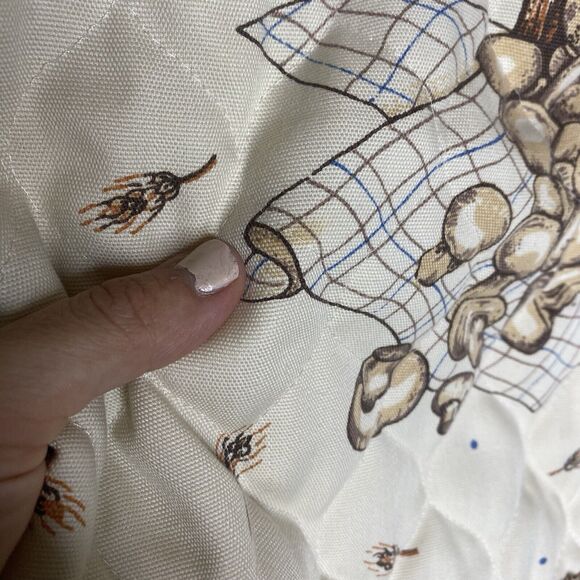 Franco Vintage Mushroom Half Apron Brown Cream Ruffle Trim Waist Tie - Picture 4 of 14